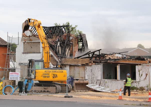 The demolition is underway