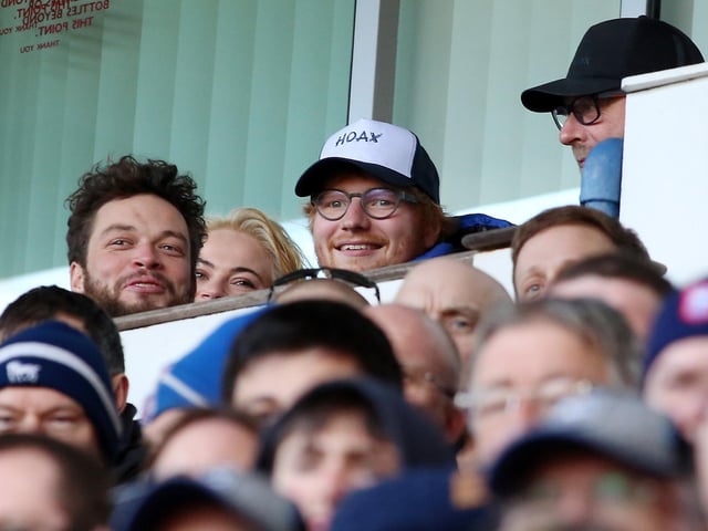 Highest gates (away)
21,351 v Ipswich.
17,643 v Portsmouth
10,025 v Lincoln
9,402 v MK Dons
9,019 v Rotherham.
Lowest gates (away)
1,816 v Accrington.
2,234 v Northampton
2, 798 v Oxford
2,801 v Fleetwood.
2,981 v Stevenage.
Ed Sheeran (pictured) watched Ipswich v Posh.