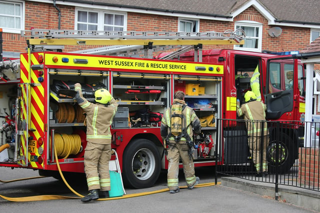 Crews at the scene in Wilkinson Close, Angmering