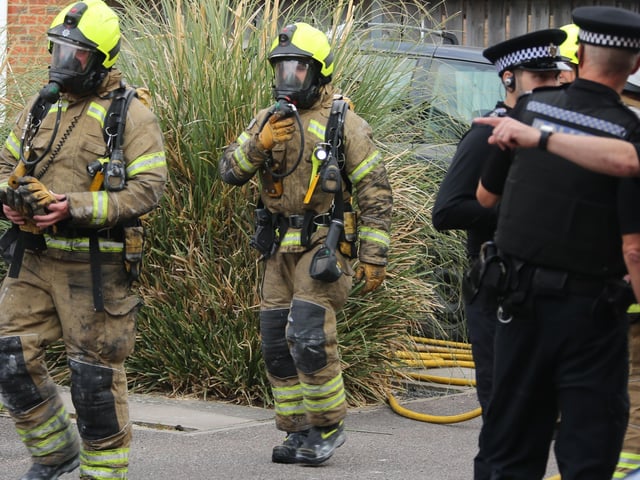Crews at the scene in Wilkinson Close, Angmering