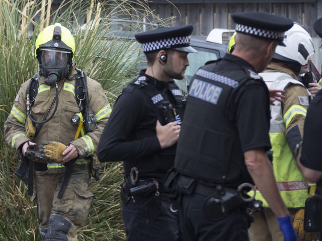 Crews at the scene in Wilkinson Close, Angmering
