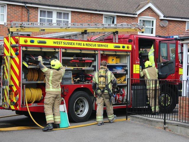 Crews at the scene in Wilkinson Close, Angmering