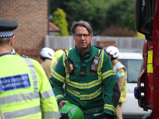 Crews at the scene in Wilkinson Close, Angmering