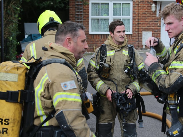 Crews at the scene in Wilkinson Close, Angmering