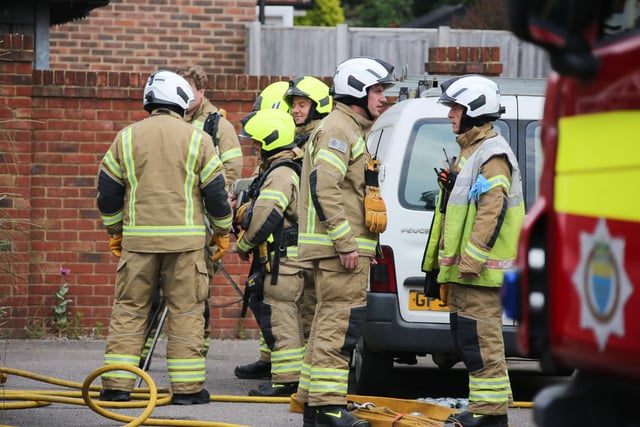 Crews at the scene in Wilkinson Close, Angmering