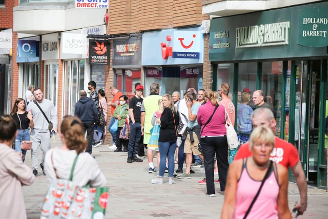 Queues have been seen outside Sports Direct in Montague Street, Worthing, this morning (June 15)
