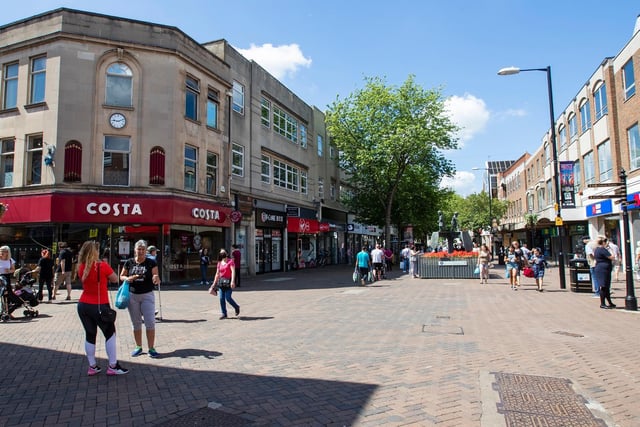 The town centre was bustling with people as shops reopened for the first time in months. Photo: Leila Coker.