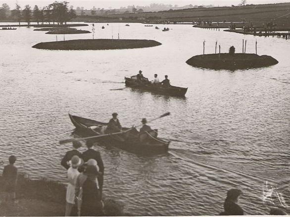 Boating at Wicksteed Park.