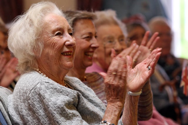 Dame Vera Lynn and Swingtime Sweethearts visit Age UK Day Centre in Horsham. Photo by Derek Martin Photography