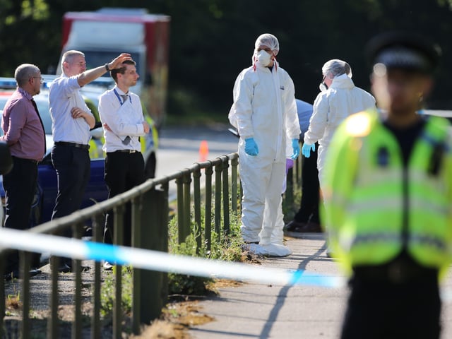 Police investigating the scene