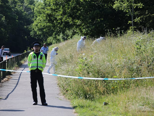 Police investigating the scene