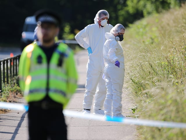 Police investigating the scene