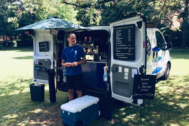 Local small businesses owner Callum Smith at Peoples Park starting to trade again as the lockdown relaxes a little. He co-owns Pavement Coffee Co with Jane Marker.(photo byTila Rodriguez Past)