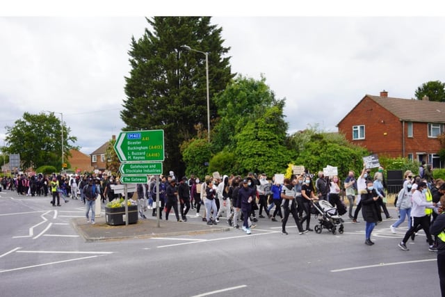 Traffic politely waited while protesters made their voices heard. Thames Valley Police accompanied protesters throughout the route