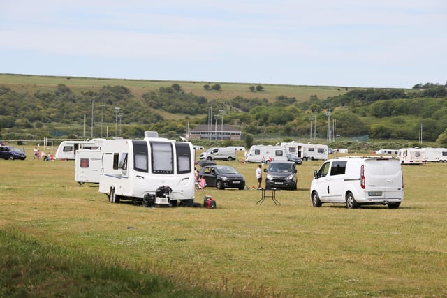 Travellers on Waterhall playing fields, Brighton SUS-200617-165232001