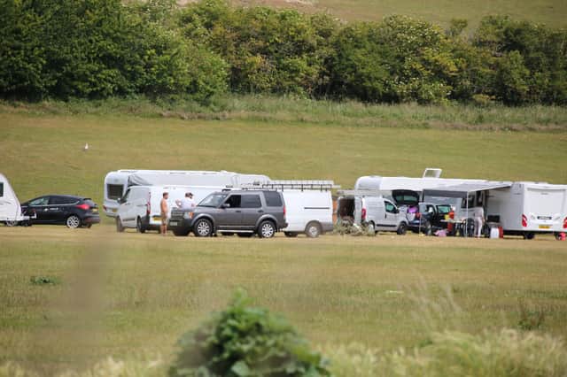 Travellers on Waterhall playing fields, Brighton SUS-200617-165256001