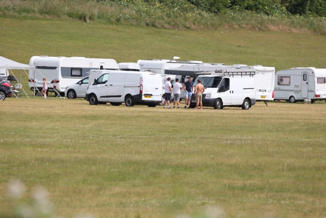 Travellers on Waterhall playing fields, Brighton SUS-200617-165212001