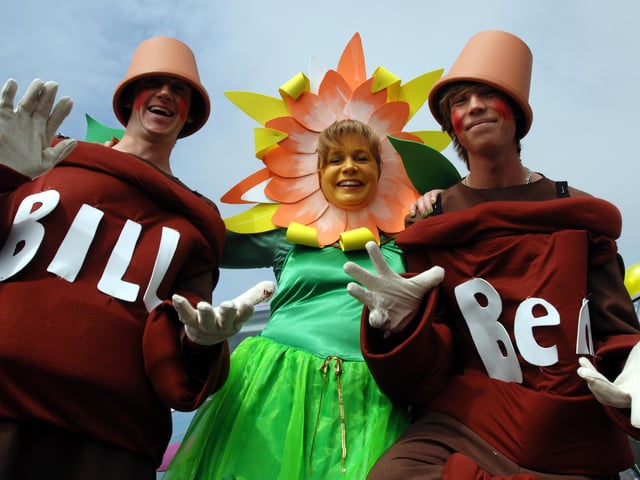 Tom Hughes and Ben Fox as Bill and Ben with Denise Hughes as Weed at Bognor Regis Carnival in 2009. Picture: Louise Adams C091018
