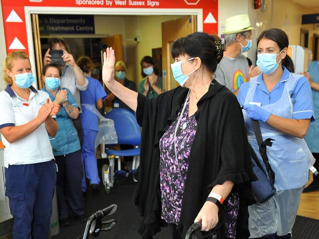 Donna Morgan leaves St Richard's Hospital after 92 days