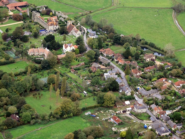 Amberley, with the castle top left. Photo by Derek Martin D11415338a