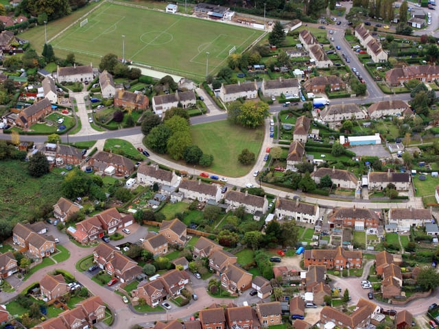 Steyning, showing the football club ground at the top. Photo by Derek Martin D11415425a