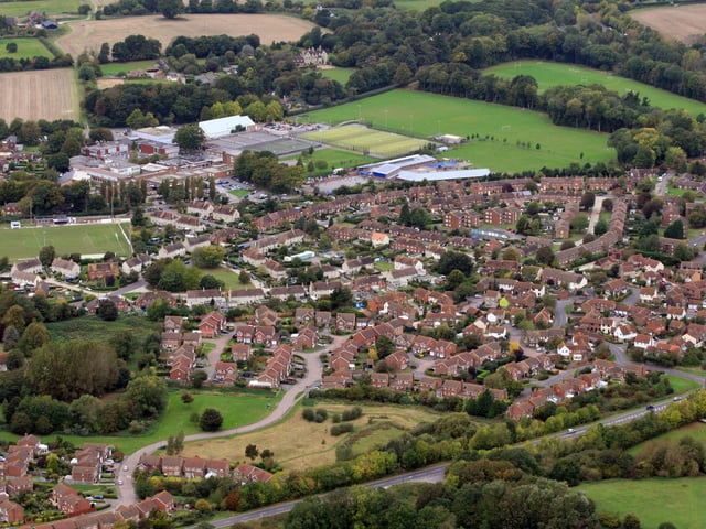 Steyning looking north west with the bypass at the bottom. Photo by Derek Martin D11415443a