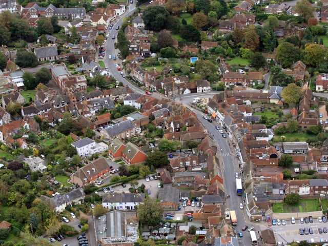 Steyning, showing High Street running down through the centre. Photo by Derek Martin D11415434a