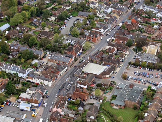 Henfield looking north west with High Street running down through the centre. Photo by Derek Martin D11415454a