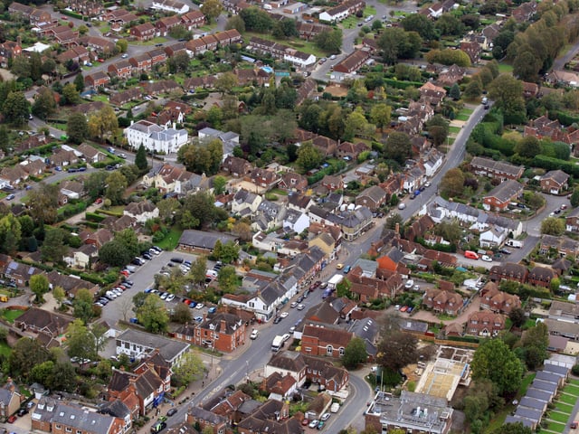 Henfield looking north west with High Street running down through the centre. Photo by Derek Martin D11415456a