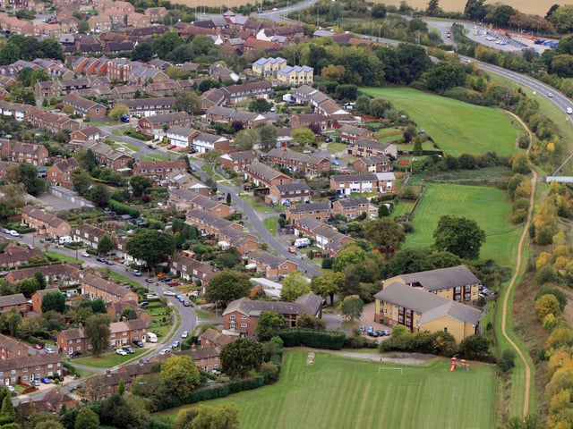 Billingshurst looking west with the bypass on the right. Photo by Derek Martin D11415511a