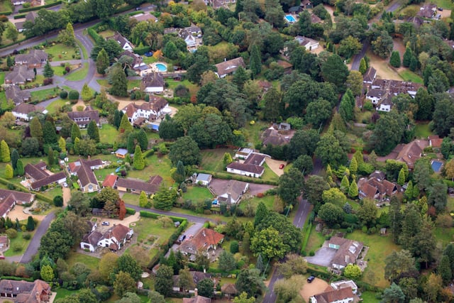 West Chiltington. The former Roundabout Hotel is top left. Photo by Derek Martin D11415362a