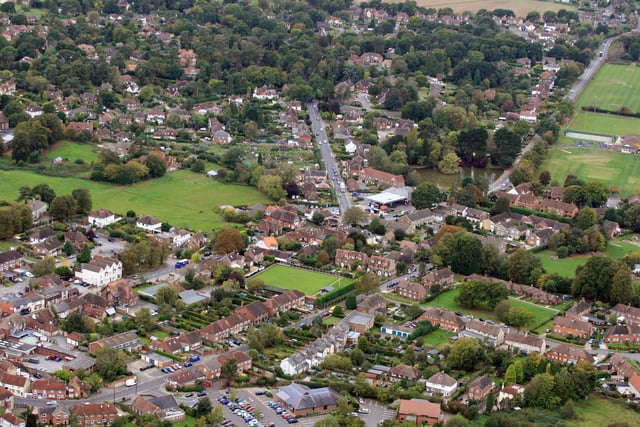 Storrington looking south west. Amberley Road is in the centre. Photo by Derek Martin D11415395a