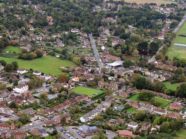 Storrington looking south west. Amberley Road is in the centre. Photo by Derek Martin D11415395a