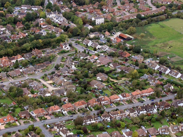 Steyning looking west. Roman Road runs along the bottom. Photo by Derek Martin D11415417a