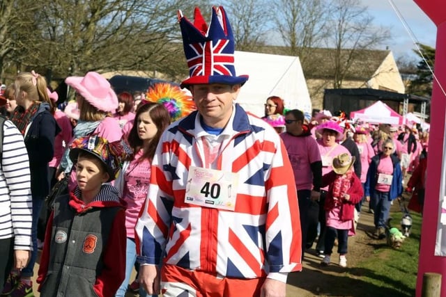 Here is Philip Hollobone MP dressed very patriotically at the 2015 Crazy Hats walk. (Photo Alison Bagley)