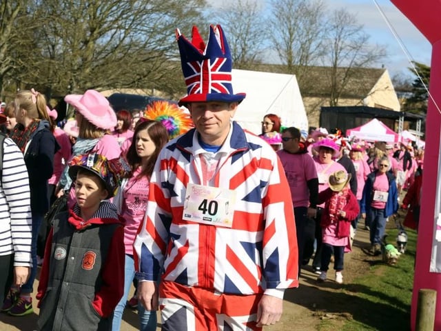 Here is Philip Hollobone MP dressed very patriotically at the 2015 Crazy Hats walk. (Photo Alison Bagley)