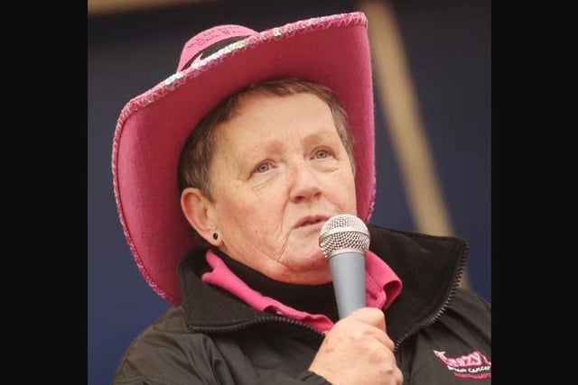 Crazy Hats is a breast cancer charity founded by Glennis Hooper. Here she is at the 2012 walk at Wicksteed Park. (Photo by Georgi Mabee)