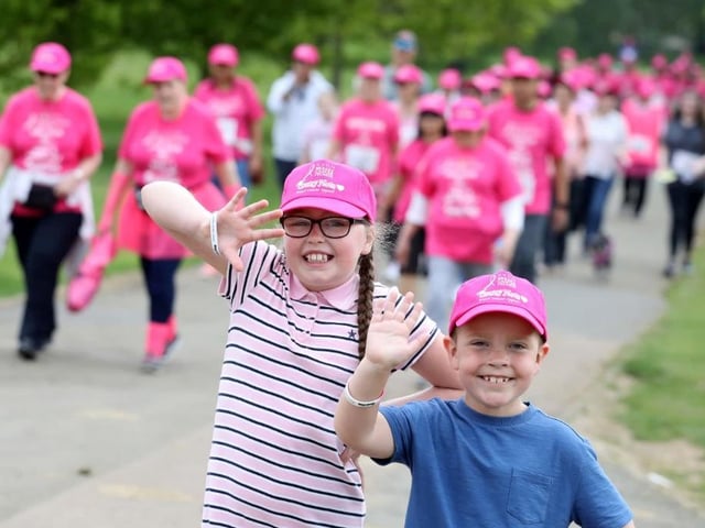 These two were very happy to take part in the 2019 walk at Wicksteed Park. (Photo Alison Bagley)
