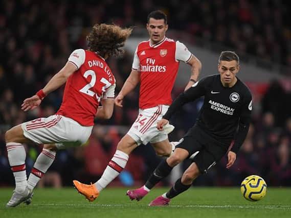 Leandro Trossard in action for Brighton during their 2-1 win at the Emirates last December