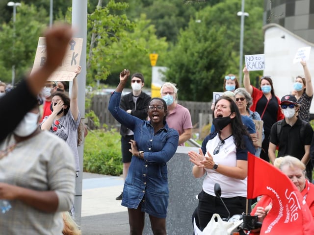 Hundreds of people joined the protest