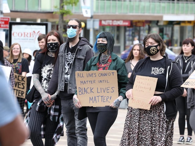 Hundreds of people joined the protest