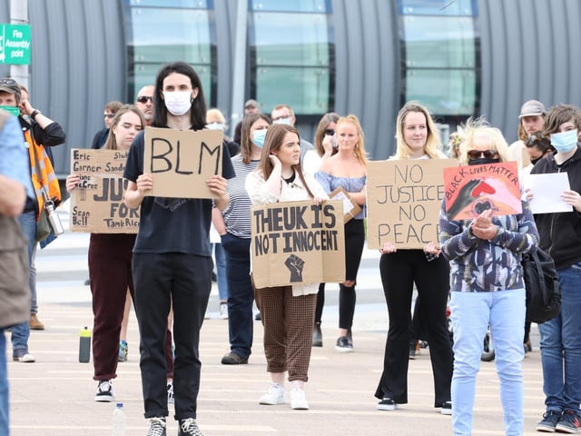 Hundreds of people joined the protest