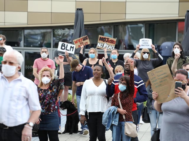 Hundreds of people joined the protest