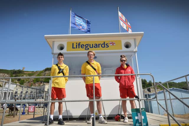 Lifeguards on duty at Pelham Beach in Hastings 22/6/20 SUS-200622-121541001