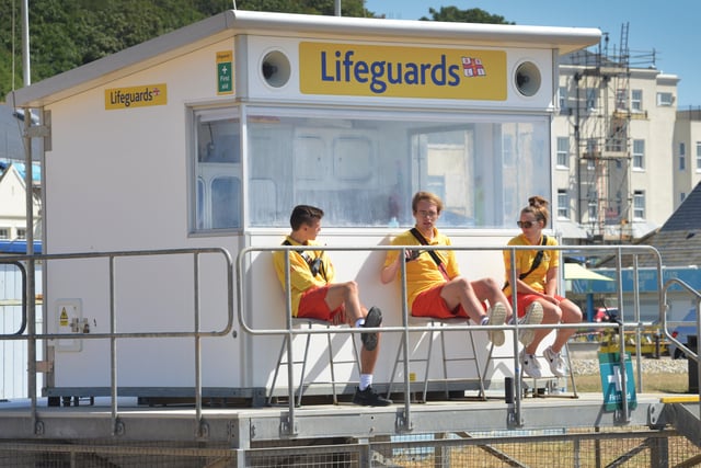 Lifeguards on duty at Pelham Beach in Hastings 22/6/20 SUS-200622-121759001
