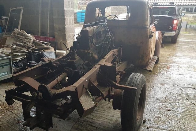 The vehicle was found on eBay, Victoria explained, 'very rotten' after being left to stand for almost 40 years. She has undergone a roof chop of 5" and been made to appear as a pickup.