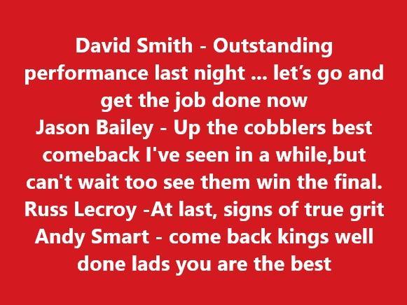 More messages from Cobblers fans