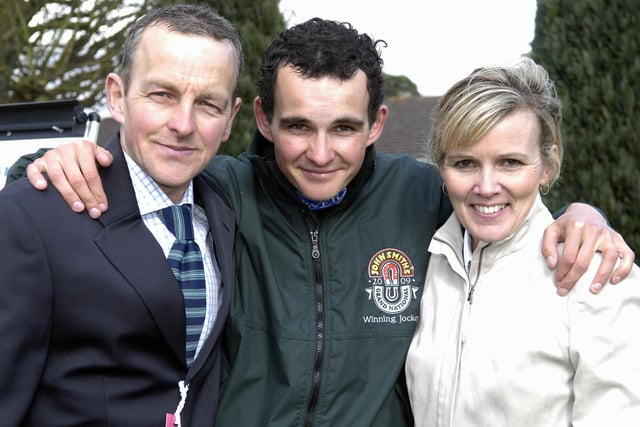 Liam with his parents Mark and Lorraine at Fontwell