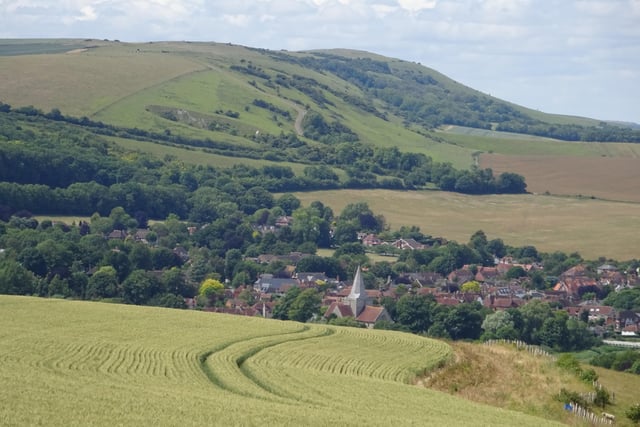 Ken Stevenson took this photo of Alfriston village from the South Downs Way, using a Sony Cybershot DSC-WX350. SUS-200624-124057001