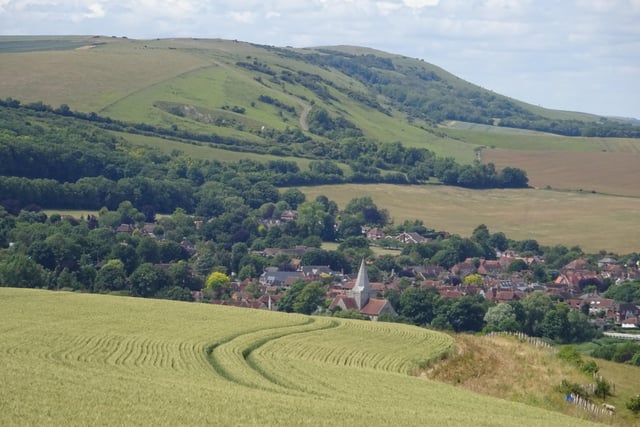 Ken Stevenson took this photo of Alfriston village from the South Downs Way, using a Sony Cybershot DSC-WX350. SUS-200624-124057001